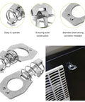 Secure, vibration-resistant cam lock keeps RV water heater doors firmly closed on the road, with stainless steel universal latch fastener