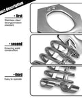 Close-up of RV Water Heater Twist Cam Lock With Hook Fastener Parts showing stainless steel construction and spring mechanism.