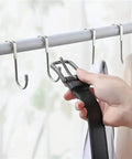 Two Pack Stainless Steel S Hooks No Drill Multipurpose Hanging Hooks For Kitchen Bedroom And Bathroom, used to hang belts