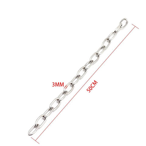 ✝️ Stainless Steel Safety Chains 50CM (L) x 3MM (T) Long Link Chain Rings Light Duty Coil Chain for Hanging Pulling Towing, close-up view