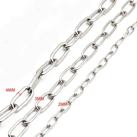 ✝️ Stainless Steel Safety Chains 50CM (L) x 3MM (T) Long Link Chain Rings Light Duty Coil Chain for Hanging Pulling Towing displayed.