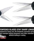 Close-up of Heavy Duty Scissors Set Of 3 Commercial Grade Stainless Steel Shears with focus on sharp blades and comfortable handles.