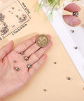 Hand holding 5 Size Set Of Screw Ball Backings For Threaded Posts 304 Stainless Steel Round Earring Backs with measurement guide