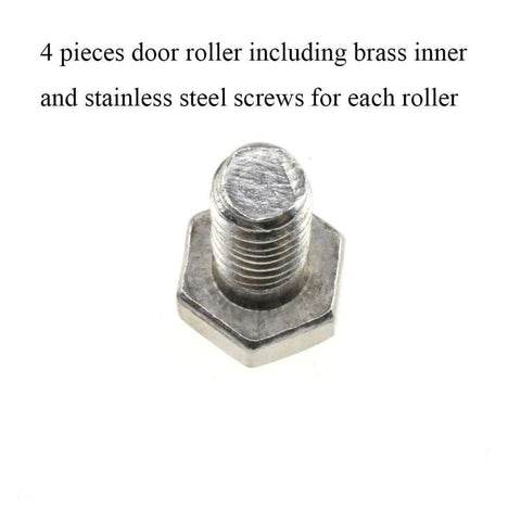 Stainless steel screw for 23mm diameter shower door wheels with smooth rolling nylon runners and solid brass hubs.