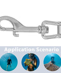 Scuba diving bolt snap carabiner, 316 stainless steel, 100mm, 2-pack