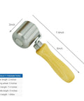 Stainless Steel Seam Roller for PVC TPO EPDM Roofing and Vinyl Decking, 7 Inch Length, wooden handle with measurement details