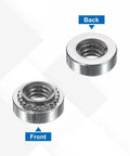 Self Clinching Nuts Set 200 Pcs Size 8 32 Stainless Steel 304 Rivet Nut Fasteners Front and Back View