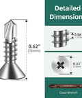 400pcs #10 x 5/8 410 Stainless Steel Flat Head Self Drilling Screws dimensions and details