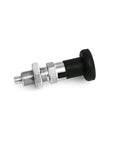 Stainless Steel Self Locking Knob Plunger With Spring Loaded Locking Pin And Reset Spring For Precision Indexing M8 Size Black Built For Heavy Duty Use And Durable Industrial Grade Handle Designed For Smooth Operation In Machinery And Equipment.