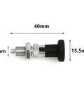 Side view of Stainless Steel Self Locking Knob Plunger With Spring Loaded Locking Pin And Reset Spring For Precision Indexing M8 Size Black