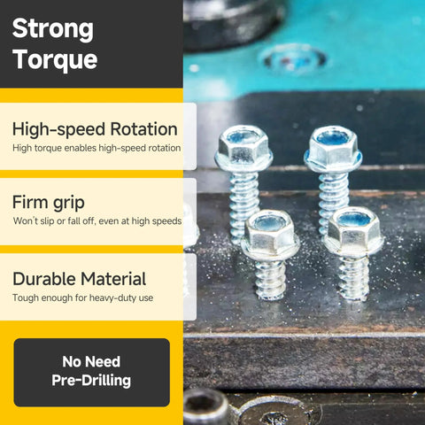 Stainless Steel Self Tapping Screws For Metal Kit 110 Pieces No 8 Hex Head Self Drilling Screws on metal surface showing strong grip
