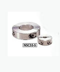 NSCSS-50-22-S NBK Set Collar Split type Stainless Steel One Collar Made in Japan - front view of two stainless steel set collars.