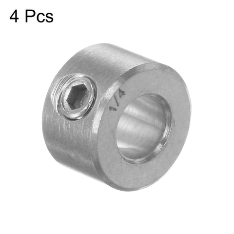 Heavy Duty 4 Pack Shaft Collars With One Quarter Inch Bore 304 Stainless Steel Set Screw Rings One Half Inch Outer Diameter One Third Inch Wide Pro Grade Quality For Wheelbarrow Axles Gearboxes Machine Tools And Industrial Projects Also Works As Spacers