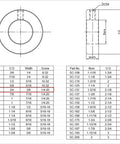 Technical diagram of stainless steel axle shaft collars with set screw, highlighting dimensions like 3/8 inch bore and size options.