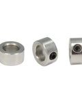 Stainless Steel 6mm Shaft Lock Collar Set For CNC Parts And 3D Printers showing three collars from different angles