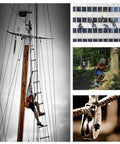 Collage showing uses of M50 Single Pulley Snatch Block 304 Stainless Steel Lifting Crane Swivel Hook, 3/8" Rope x 2" Sheave in action.