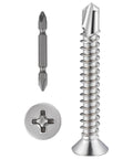 250pcs #8 x 1-1/4 Inch Flat Head Self Tapping Sheet Metal Screws Stainless Steel High Strength Quick Self Drilling Screws