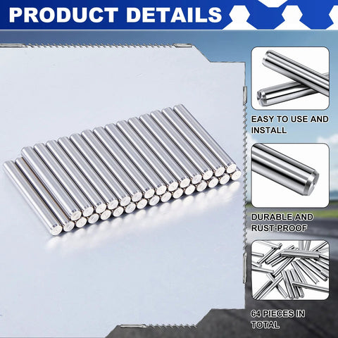 Stainless Steel Shelf Dowel Pins 5mm By 40mm, 32 Pack, Anti Rust Shelf Support Pegs for DIY cabinets and bookshelves, product details view
