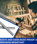 Man assembling a bookshelf with Stainless Steel Shelf Dowel Pins 5mm By 40mm, 32 Pack, Anti Rust Shelf Support Pegs, inset image of dowel pins