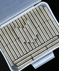 Stainless Steel Shelf Pins 5mm by 25mm 50 Piece Set Polished Nickel Dowel Pins for fixing components in cabinets and shelves.