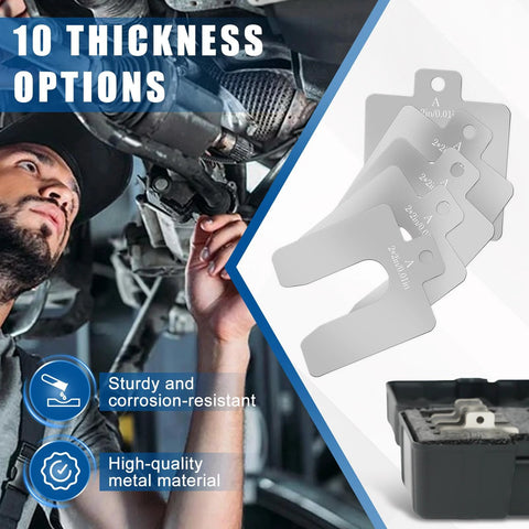 Premium Pro Grade Stainless Steel Shim Kit With 100 Slotted Shims In 2x2 Inch Size for leveling and motor alignment with box.