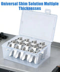 156 Piece Pro Grade Stainless Steel Slotted Shim Kit For Leveling And Machining in storage box on a metal surface