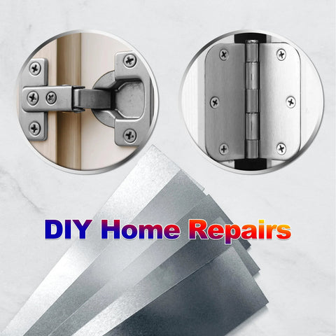 Stainless Steel Shim Stock Set Of 50 Pcs 0.001 To 0.01 Inch Thickness for precise door and hinge adjustments in home repairs.