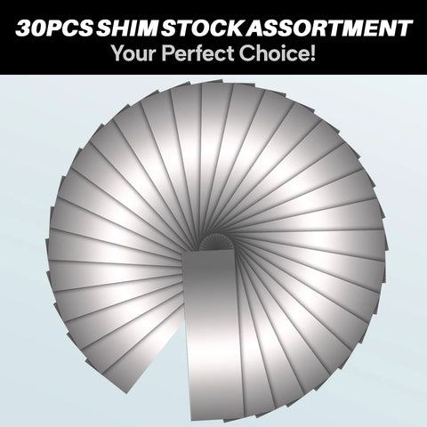Precision Stainless Steel Shim Stock Assortment 30 Piece Set 2 Inch Width By 6 Inch Length 0.001 To 0.01 Inch Thickness 304 Stainless Steel Shims