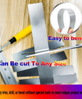 Stainless Steel Shim Stock Set Of 50 Pcs 0.001 To 0.01 Inch Thickness 1x6 Inch shown with cutting tool and ruler for precise gap filling