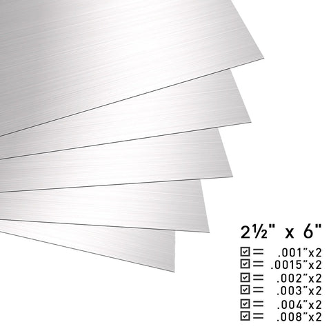 12 Piece Stainless Steel Shim Stock Kit 2.5 x 6 Inch For Leveling And Spacing, Precision Metal Shims In 6 Thicknesses