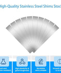 50 Piece Shim Stock Assortment In 304 Stainless Steel Strips 1 Inch Wide By 6 Inch Long Metal Shims For Leveling And Gap Filling Display