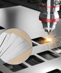12 Piece 304 Stainless Steel Shim Stock Set With 1 Inch Wide By 6 Inch Long Shims In Thicknesses 0.001 0.0015 0.002 0.003 0.004 0.005 Inch For Precise Fits Easy Machining And Rust Resistant Gasket Or Fabrication Projects showing shims and cutting process