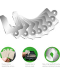 80 Piece 2 By 2 Inch Shim Stock Set With Storage Box, 304 Stainless Steel Slotted Shims with eight thicknesses displayed
