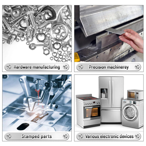 24 Pcs 304 Stainless Steel Shim Stock Assortment With Eight Thickness Sizes used in precision machinery, hardware, electronics, and appliances