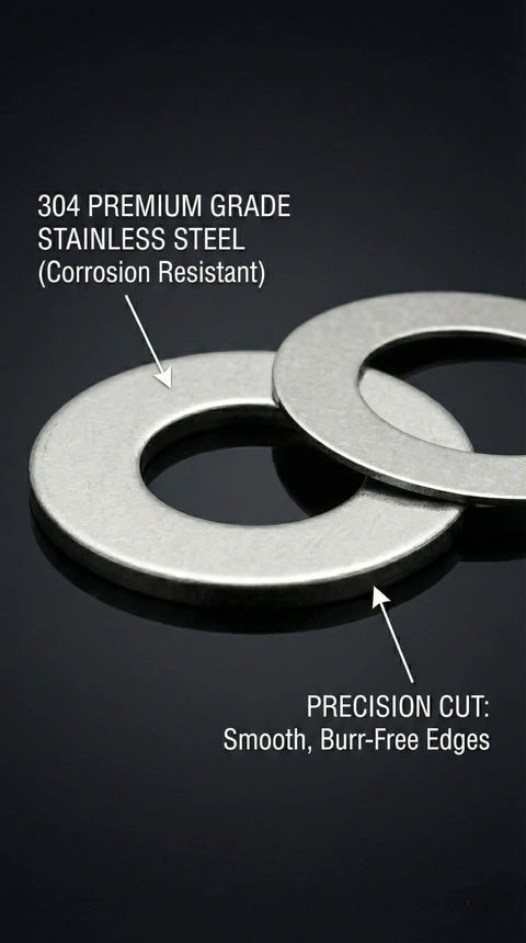 Close-up of Stainless Steel Shim Washers 15x21 Precision Spacer Kit For Bearings Gearboxes CNC Machines And RC Tuning.