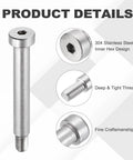 Heavy Duty 2 Pack 304 Stainless Steel Shoulder Bolts With 10mm Shoulder Diameter And 70mm Shoulder Length M8 x 1.25 Thread Hex Socket Bolts For Hydraulic Injection Molding Machinery Industrial Applications For All Industrial Settings showing hex socket design