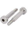 Close-up of 304 stainless steel hex socket shoulder bolt set, 5-pack, with 5mm shoulder diameter, 20mm length, M4 thread.