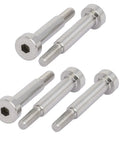 Stainless Steel Hex Socket Shoulder Bolt Set 5 Pack with 5mm Shoulder Diameter 20mm Shoulder Length M4 Thread displayed in arrangement