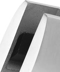 Close-up view of a sliding shower door bottom guide made from 304 stainless steel, showing its durable construction and finish.