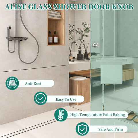 Modern bathroom with glass door featuring Heavy Duty Stainless Steel Shower Door Handle For Glass Doors One Sided Pull Knob SUS304 Brushed Nickel Replacement Hardware For Bathrooms Built Tough As Nails Easy Install.