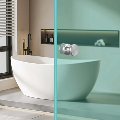 Heavy Duty Stainless Steel Shower Door Handle For Glass Doors One Sided Pull Knob SUS304 Brushed Nickel in modern bathroom