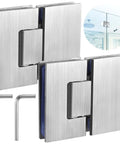 Two Pack 180 Degree Glass Shower Door Hinges For Frameless Glass To Glass Install Fits 8mm To 12mm Thick Glass bathroom hardware