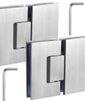 Two Pack 180 Degree Glass Shower Door Hinges For Frameless Glass To Glass Install Fits 8mm To 12mm Thick Glass