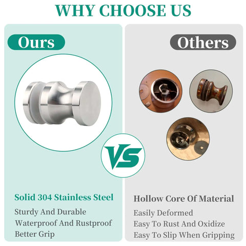 Comparison of Heavy Duty Stainless Steel Shower Door Handle For Glass Doors One Sided Pull Knob with other door handles.