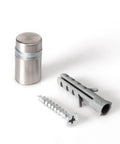 Brushed Stainless Steel Sign Standoffs 1/2 Inch Diameter 1/2 Inch Barrel Length With Screws And Anchors 100 Pack close-up view