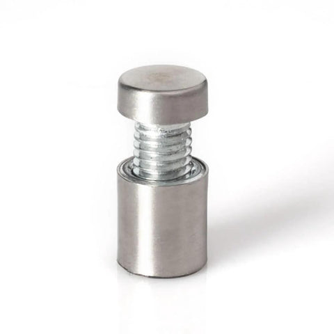 Brushed Stainless Steel Sign Standoffs 1/2 Inch Diameter 1/2 Inch Barrel Length with Screws and Anchors 100 Pack, single piece view