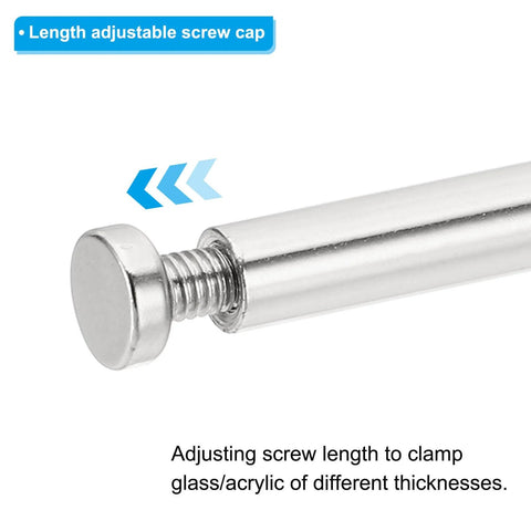 Close-up of 20 Pcs One Quarter Inch Sign Standoff Screws, stainless steel, nickel plated, for adjusting glass or acrylic thickness.