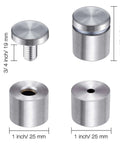 Sign Standoff Screws Pack Of 8 For Glass Or Acrylic Signs Stainless Steel Wall Mount Spacers, dimensions 1x1 inch, 25x40 mm