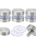 4 Pack Stainless Steel Sign Standoff Screws With Rubber Gaskets For Glass Displays M6 X 16mm Thread 19mm Cap Diameter