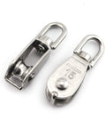 2-Pack M15 Single Pulley Block Stainless Steel Heavy Duty Hardware Single Wheel Swivel Rigging Lifting Wheel Fixed Pulley